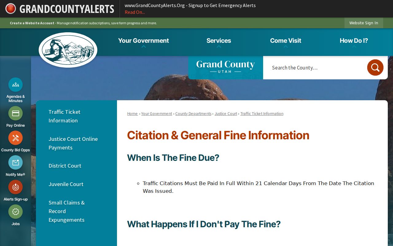 Grand County traffic warrant timeline and citation deadlines