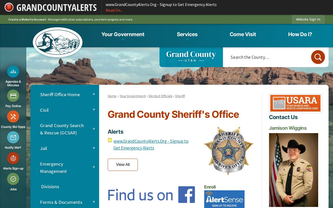 Grand County Sheriff contact information for active warrant service questions