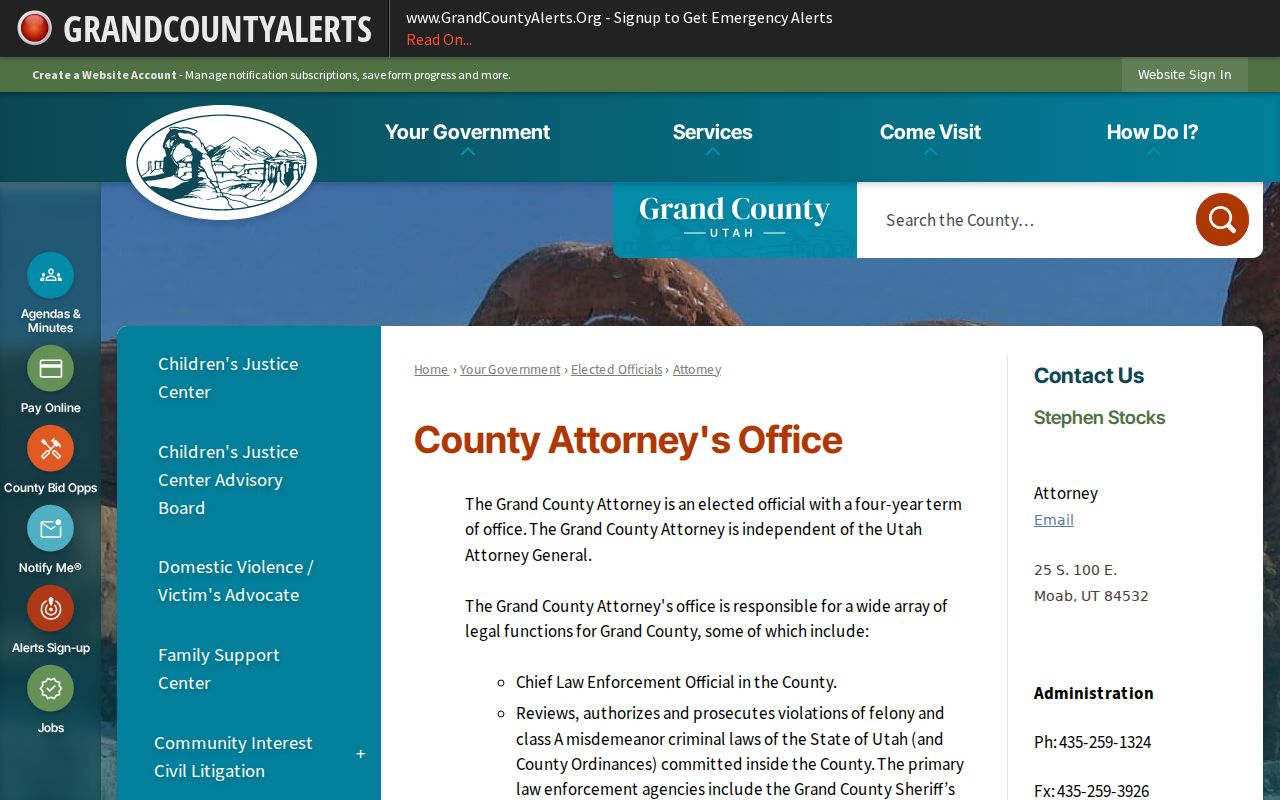 Grand County criminal case agencies and arrest warrant jurisdiction
