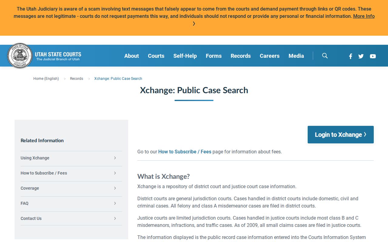Utah Courts XChange coverage for Grand County warrant case research